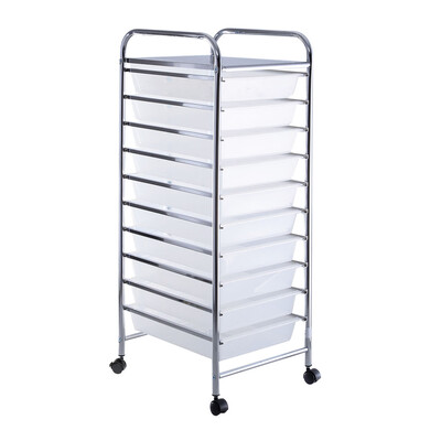 

10 Drawer Rolling Storage Cart Organizer-Clear