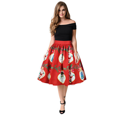 

Roseonmyhand Christmas Snowman Xmas Tree Santa Claus Wintersweet Print Ombre Skirt