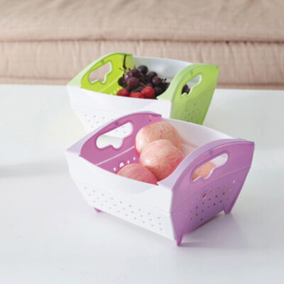 

Kitchen supplies foldable fruit&vegetable cleaning basket purple for home