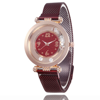 

Iron magnet watch strap creative heart-shaped digital watch simple diamond star lady watch