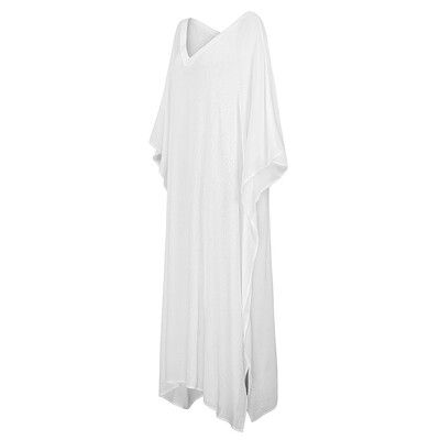 

Women Plus Size Beach Cover Ups Loose Dress V Neck Half Sleeve Solid Split Bathing Suit Beach Swimwear