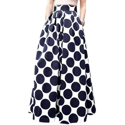 

Roseonmyhand Fashion Party Cocktail Summer Women Dot Printed Skirt High Waist Long Skirt