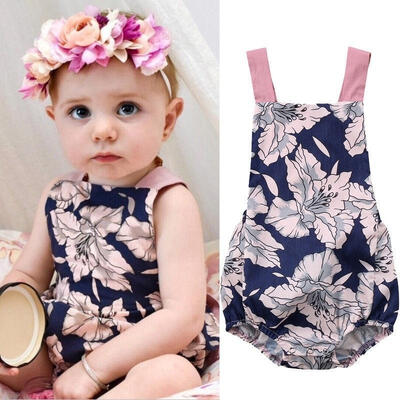 

Summer Newborn Baby Girls Backless Strap Romper Jumpsuit Playsuit Clothes Outfits