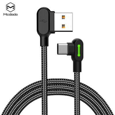 

MCDODO Universal Angled USB Type-C Charging Data Sync Nylon Braided Cable For Mobile Phone Dual Side Plug-18m