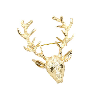 

Animal Christmas Xmas Gold Deer Antlers Head Pin Brooches Styling Jewelry New