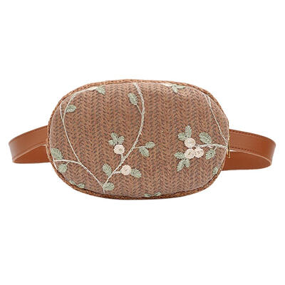 

Vintage Lace Flower Decor Women Straw Waist Fanny Belt Packs Chest Bags