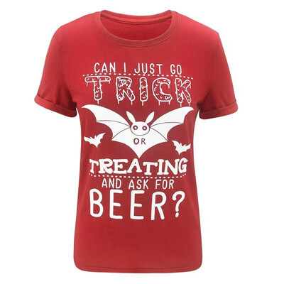 

Fashion Women Halloween Basic Tops O Neck Long Sleeve Letter Ghost Vampire Bat Cartoon Print Summer Casual Tees Blouse