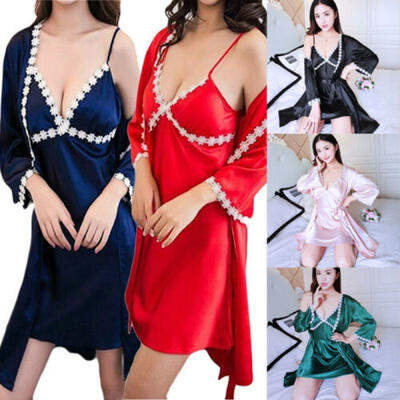 

US Womens Lady Sexy Lingerie Robe Dress Pajamas Nightdress Nightgown Sleepwear
