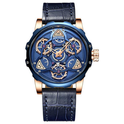 

MINI FOCUS MF0249G Leather Strap Quartz Watches Male Luxurious Waterproof Sports Wristwatch