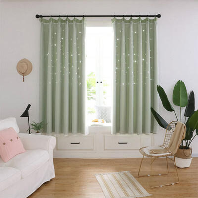 

Solid Star Curtains Hollow Out 2 Layers Curtains 100cm X 200cm