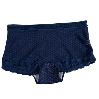 

Women Lace Stitching Transparent Mesh Solid Color Mid Waist Hip Shaping Briefs Sweet Sexy Panties