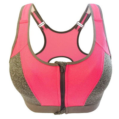 

Toponeto Women Seamless Sports Zippers Bras Permeable Honeycomb Nets Quakeproof Underwear