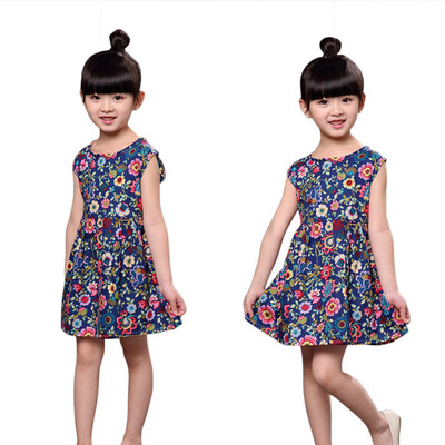 

Fashion Summer Baby Girl Dress With Floral Print And Sleeveless Pattern Comfortable For Dressing In the Summer