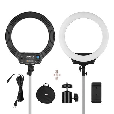 

AFI 16 Inch LED Ring Light for Phone&Camera 38W Stepless Dimmable 3000K-6500K Lighting kit with LCD Display Phone Holder Carry