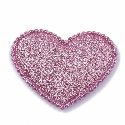 

Glitter PU Patches with Non Woven Fabric Back&Sponge Inside Heart Violet 44x53x45mm