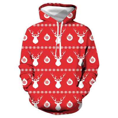 

Toponeto Mens Casual Christmas Lover 3D Print Party Long Sleeve Hoodie Top Blouse
