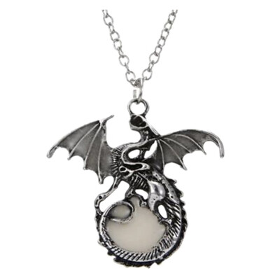 

New Luminous Necklace Vintage Luminous Dragon Zinc Alloy Drop Oil Mens Pendant
