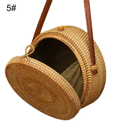 

Fashion Women Square Round Rattan Woven Case Summer Beach Crossbody Shoulder Bag
