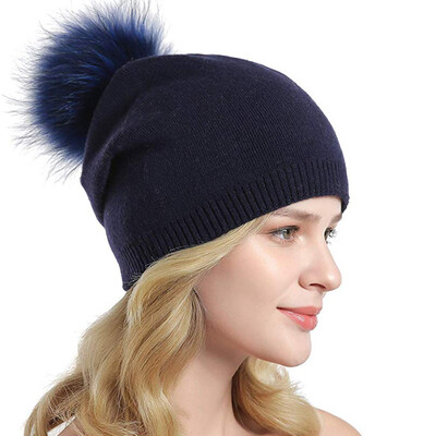 

Gobestart Women Knitting Wool Hemming Warm Beanie Winter Cashmere Hairball Pom Pom Hat Cap