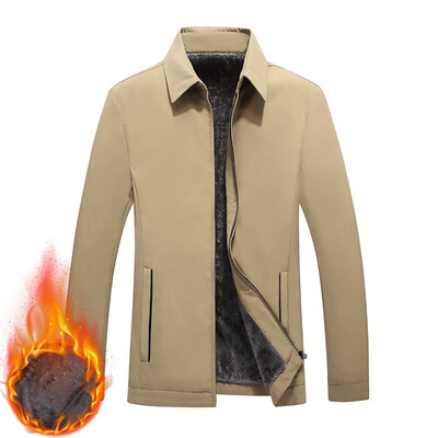 

Toponeto Mens Autumn Winter Casual Solid Turn-down Collar Jacket Coat