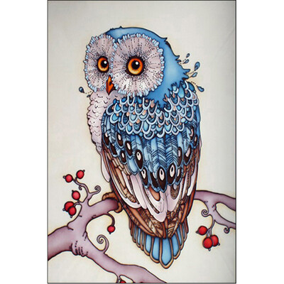 

DIY Handmade 5D Diamond Painting Non-full Rhinestone Pasted Cross Stitch Blue Owl Pattern for Home Wall Decoration