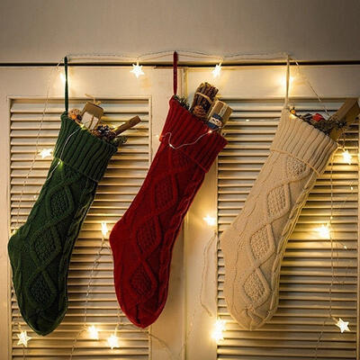 

Christmas Gift Bag Knit Xmas Hanging Candy Socks Decoration Home Garden Holiday