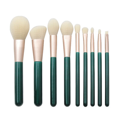 

〖Follure〗9 Pcs Dark Green Wooden Handle Powder Makeup Brush Set For Eye Shadow