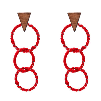 

New Bohemian Donut Dangle Long Earrings For Women Triangle Wood Statement Earrings 2019 Fashion Jewelry