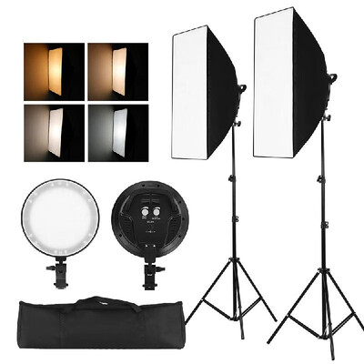 

Professinal Studio Photography Softbox LED Light Kit Including 5070cm Softboxes 40W Bi-color Temperature 3200K-6400K Dimmable LED