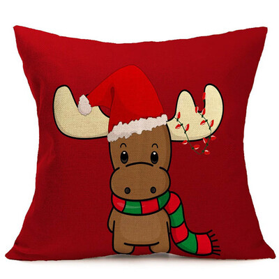 

New 45X45Cm Merry Christmas Santa Cotton Linen Pillow Case Cushion Cover Home Decor