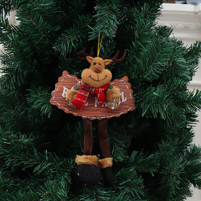 

Gobestart Christmas Wooden Sign Pendants Old Man Snowman Deer Bear Cloth Fireplace Window