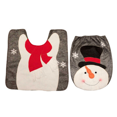 

2 Pcs Christmas Toilet Seat Cartoon Santa Elk Bathroom Toilet Tank Cover Floor Mat Pad Santa Claus Christmas Decor