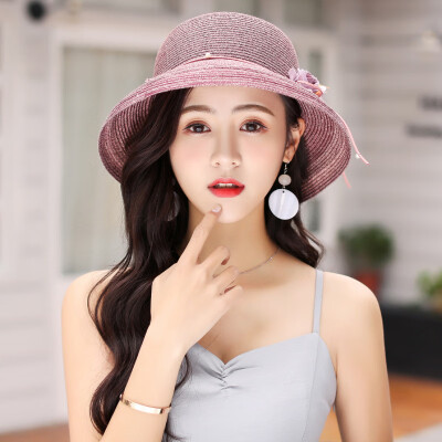 

Hat womens trip hand-woven hat sunhat Korean version of British fashion ins summer beach sun hat