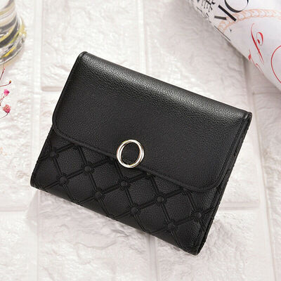 

2019 New Style Solid Ring Women Girl Leather Purse Card Holder Wallet Clutch Zip Small Change Coin Key Bag