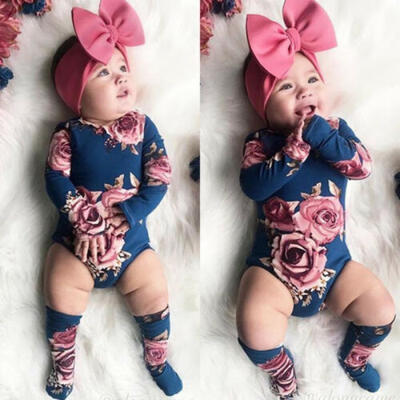 

Newborn Toddler Baby Girl Flower Romper JumpsuitLeg Warmers Outfit Clothes