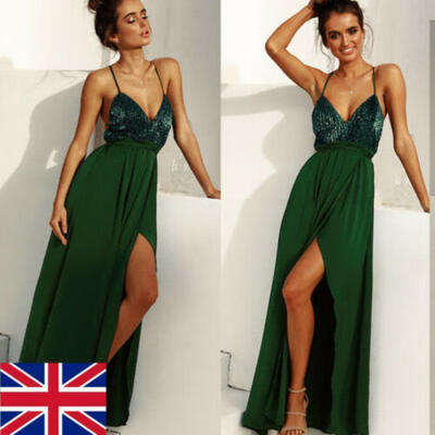 

Women Lace Sequin Formal Wedding Evening Ball Gown Party Prom Bridesmaid Dresses