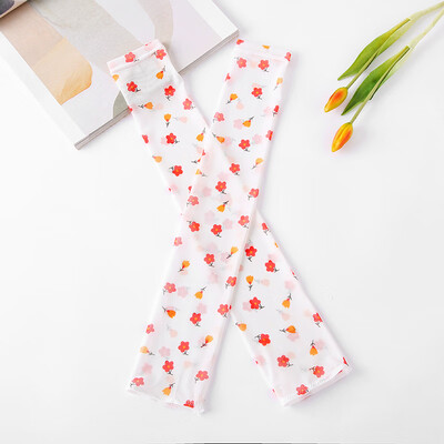 

New digital printing sunscreen grid ice silk sleeves female cartoon outdoor riding travel ice sleeve women factory wholesale
