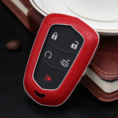 

Top Layer Leather Car Key Case Keychain for Cadillac SRX XTS CTS ATS ATS- Car Key Cover Shell Car Accessorie