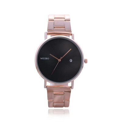 

Simple scale alloy steel belt watch fashion calendar male