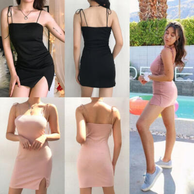 

Womens Spaghetti Strap Sexy Mini Dress Backless Bodycon Party Clubwear Dress