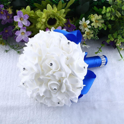 

New Hot 1 Piece Simple Cream Ivory Silk Bridal Bouquet Artificial Flowers Bridesmaid Bride Bouquet Decoration Customized