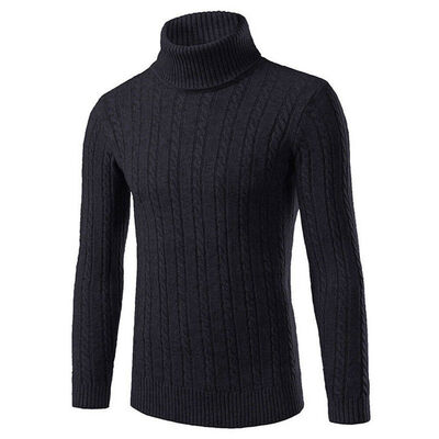 

Mens Slim Warm Knit High Neck Pullover Jumper Sweater Top Turtleneck Winter