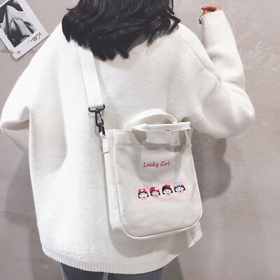 

Canvas bag female 2019 new Japanese girl handbag bag ins Harajuku style student shoulder Messenger bag