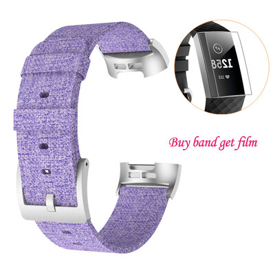 

〖Follure〗Replacement Woven Canvas Fabric Watch Band Wrist Strap Film For Fitbit Charge 3