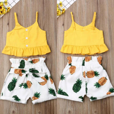 

Toddler Kid Baby Girl Tops T-Shirt Pineapple Shorts Pants Outfits Clothes Summer