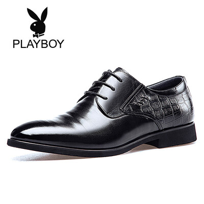 

Playboy PLAYBOY Mens England Wild Strap Round Head Business Dress Shoes Men 9AW643001D Black 38