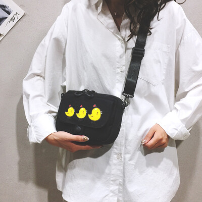 

Canvas small bag handbags new 2019 cartoon cute cloth bag casual girl chic shoulder Messenger bag tide