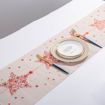 

Siaonvr Merry Christmas Red Snowflake Snowman Long Table Runner Cloth 270CM Home Decor