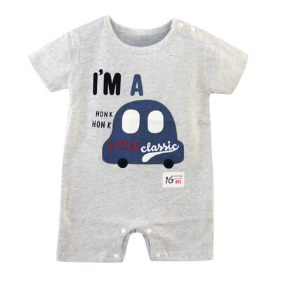

2017 fashion Infant clothing baby romper gray short sleeve cartoon bear one piece suit Jumpsuit newborn baby boy girl clothes