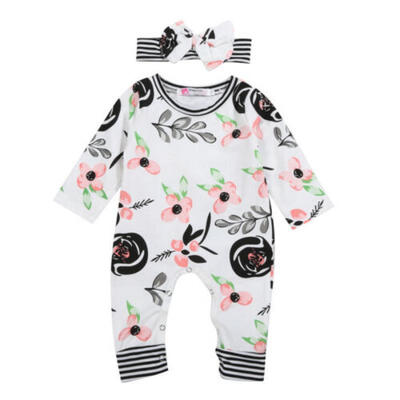 

Newborn Baby Girls Flowers Romper Jumpsuit Bodysuit Headband Outfits Clothes USA
